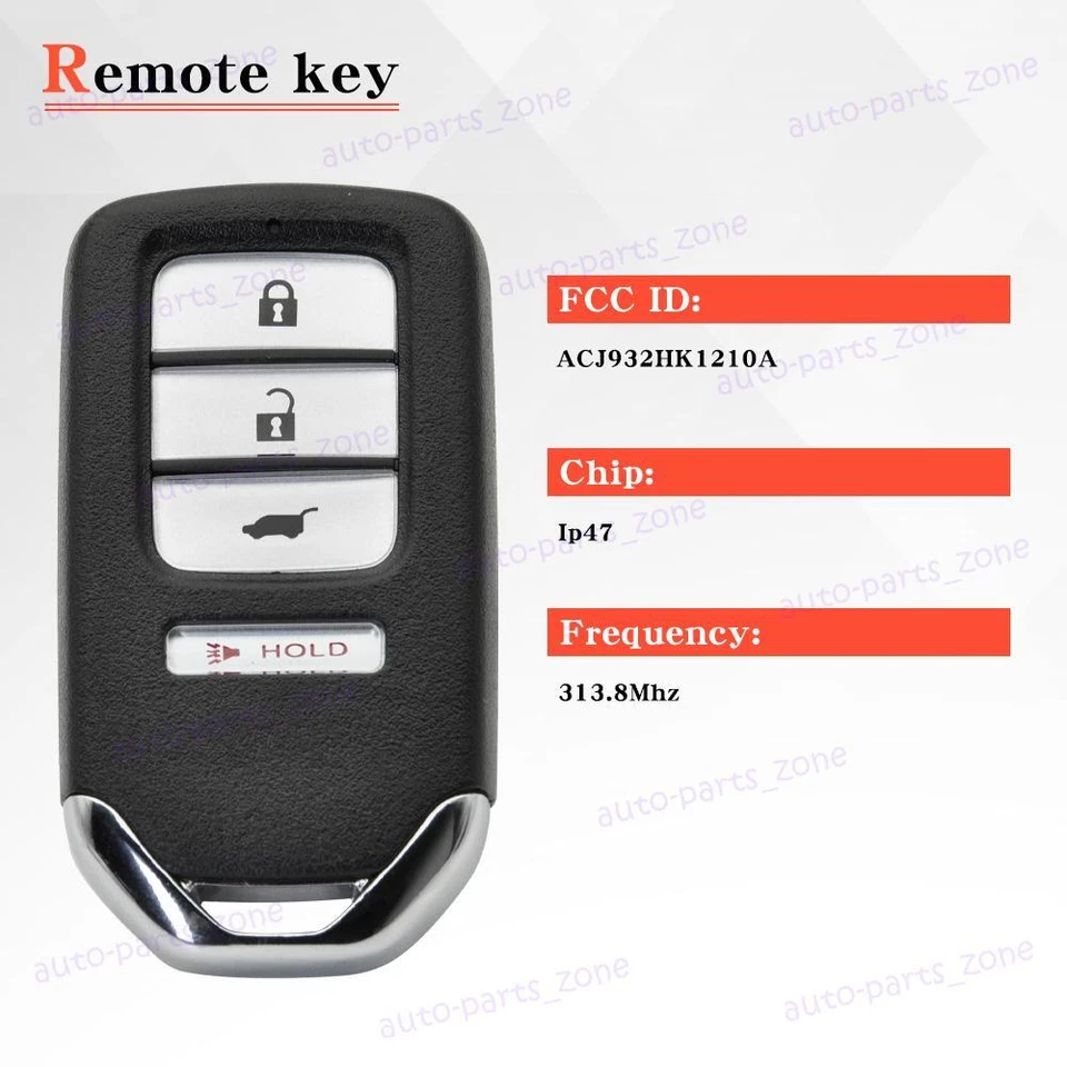 Ajuste para Honda CR-V 2015 2016 mando a distancia sin llave inteligente llavero ACJ932HK1210A 4 botones Foto 3 de 4