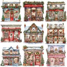 Christmas Decorated Storefronts Planner Journal Scrapbooking Stickers Craft