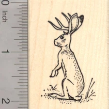 Jackalope Rubber Stamp, North American folklore, Mythical Jack Rabbit H21921 WM