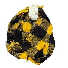 Eco Friendly Infinity Scarf Yellow Black Life Is Beautiful Plaid