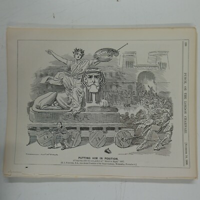7x10'' punch cartoon 1896 PUTTING HIM IN POSITION e j poynter / royal academy