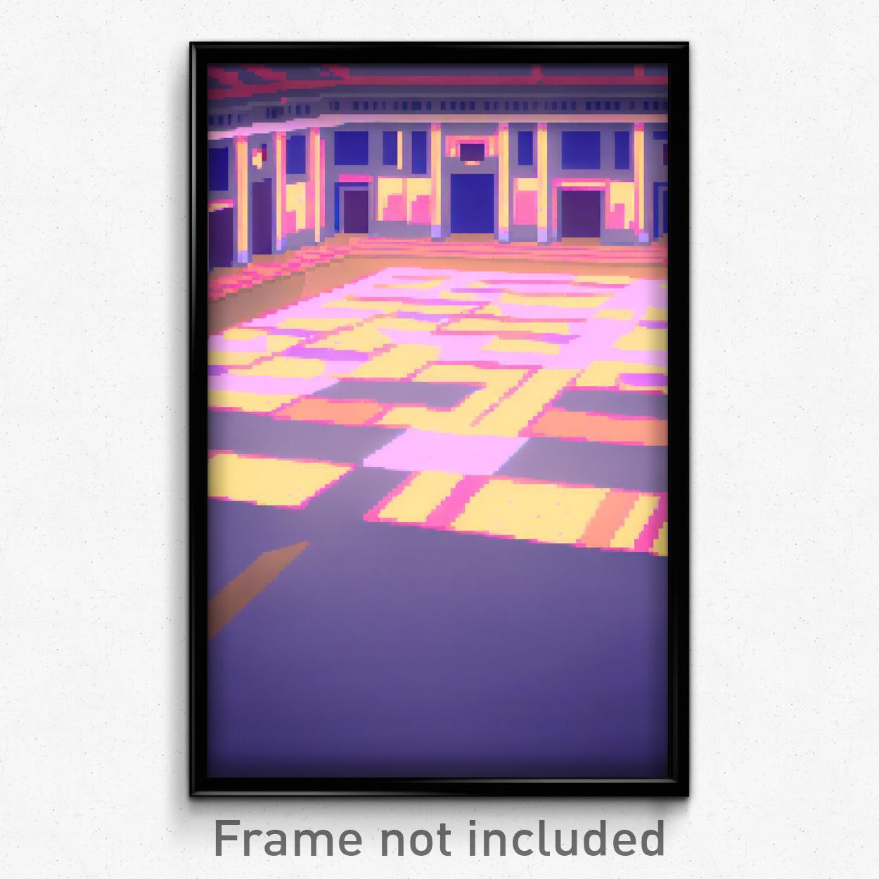 Pixel Art Poster - Square Ballroom (8 Bit Psychedelic Trippy Video Game Print)