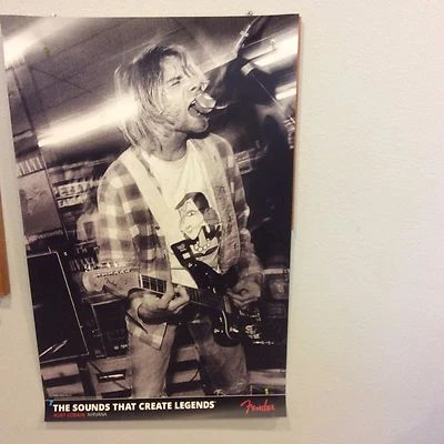 Nirvana Kurt Cobain poster Limited Fender Poster NEW , Has Never been hung up