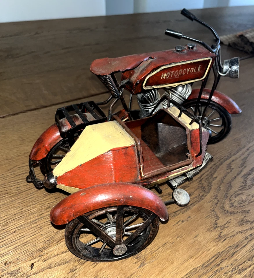 MODELLO MOTO SIDECAR METALLO VINTAGE - Immagine 2 di 4