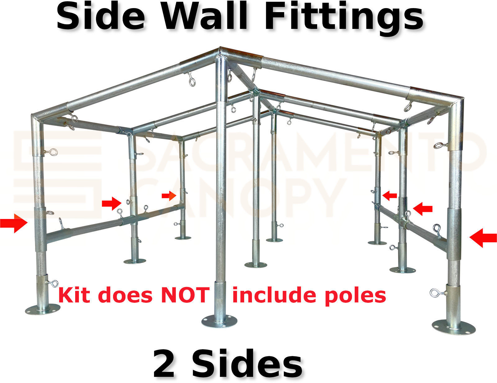 20' Wide Low Peak or Flat Roof Canopy Fittings Kits, DIY Greenhouse