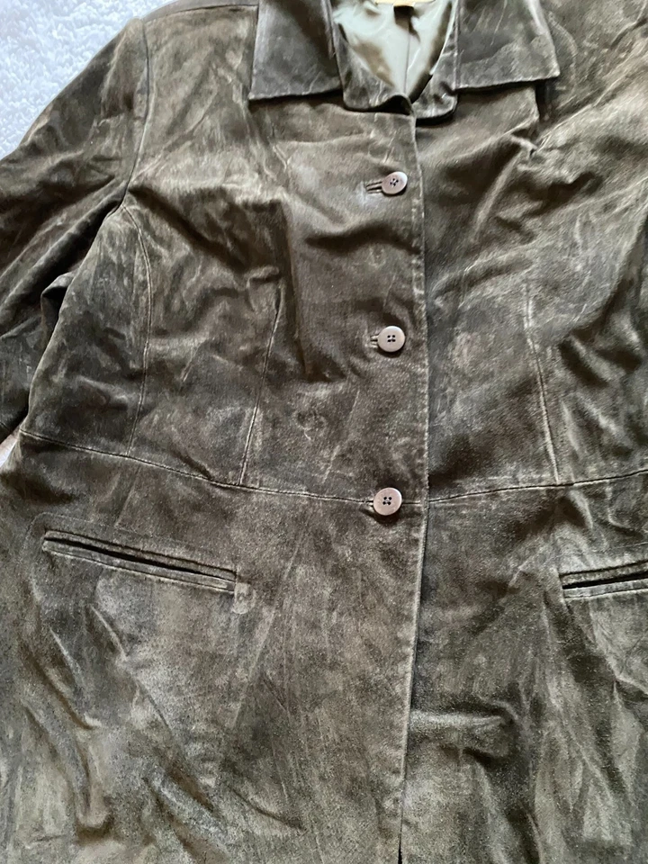 Chaqueta de cuero genuino Caslon para mujer talla 1X marrón manga 3/4 (C10) Foto 4 de 4