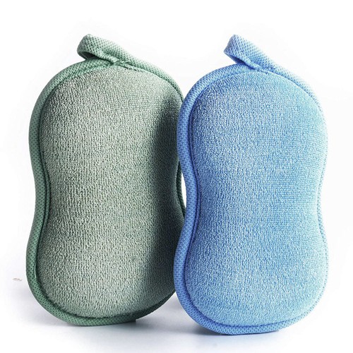 2pcs Kids Double-sided Bath Sponge Pads Bath Exfoliating Scrubber Body Cleaning