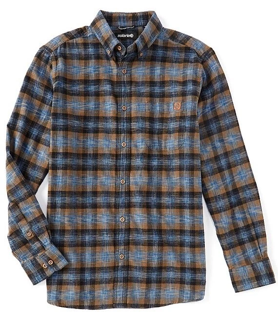 Solaris Outdoors Men's SZ S Space dyed Plaid LS Pocket Button up Shirt