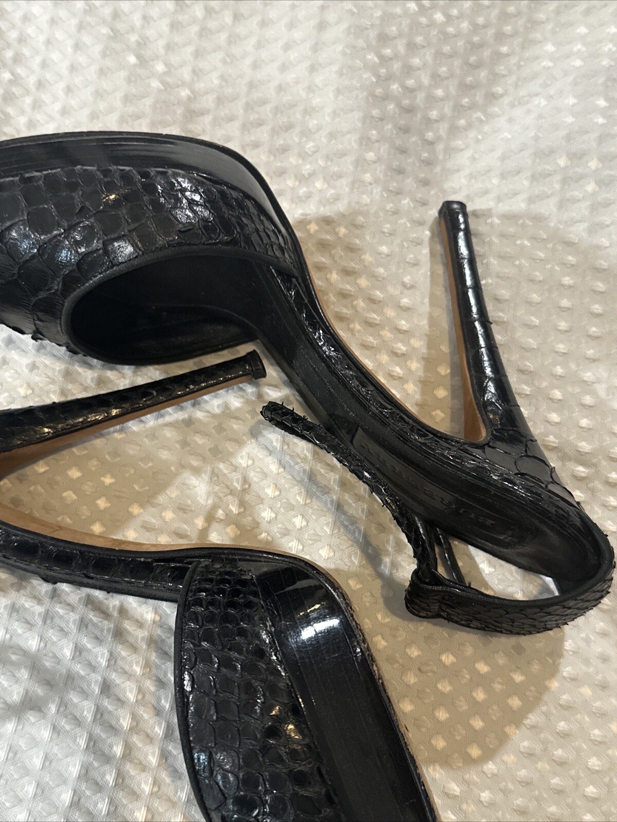 Burberry Black Python Snake Pointed Ankle Strap P… - image 3