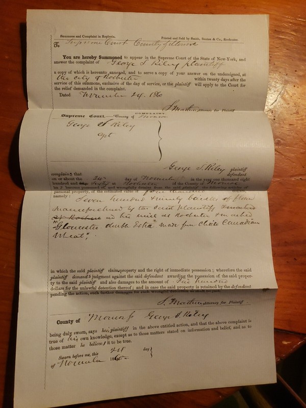 Court Document 1860 Monroe  County  New York  George  Riley  Supreme Co cat1#1