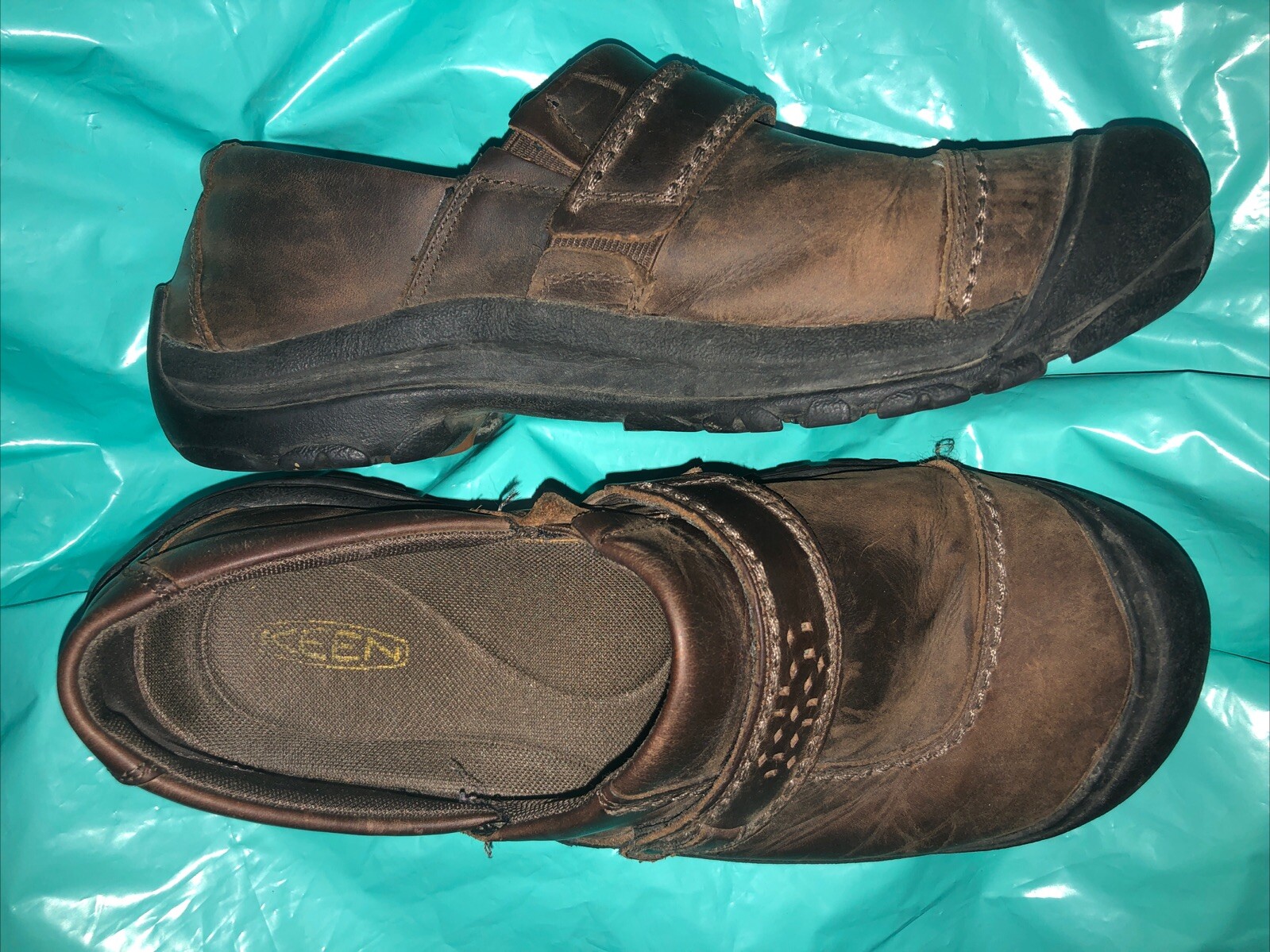 Keen Kaci scarpe slip on donna 9 5 marrone pieno fiore pelle zoccoli punta 1012048