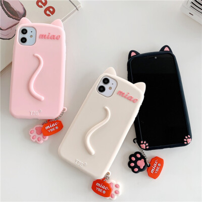 Cartoon Cat Phone Silicone Case For iPhone 12 mini 13 14 15 16 Pro Max XS X XR