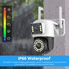 Dual Lens Security Camera Wireless 4K HD WiFi IP PTZ Home Outdoor CCTV IR Cam