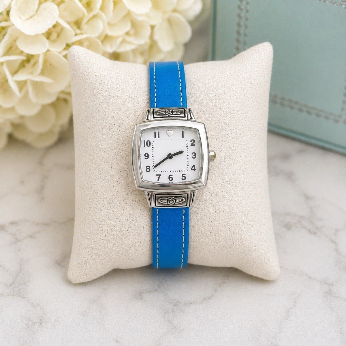 Brighton Teal Leather Strap Square Dial Watch with Silver Accents 3034BL-FV_dbd0113d-2924-43b6-  main image 4