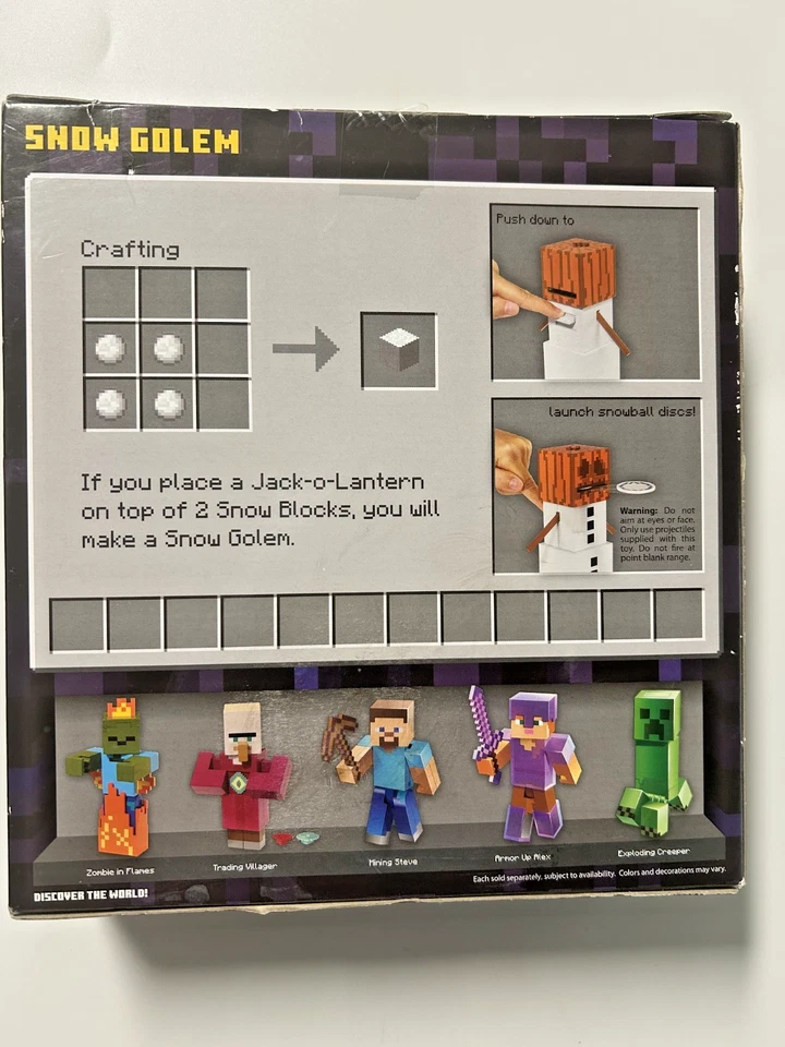 Minecraft Snow Golem Snow Disc Shooter Pumpkin Head Mojang HTF - NEW SEALED! - Image 2 of 4