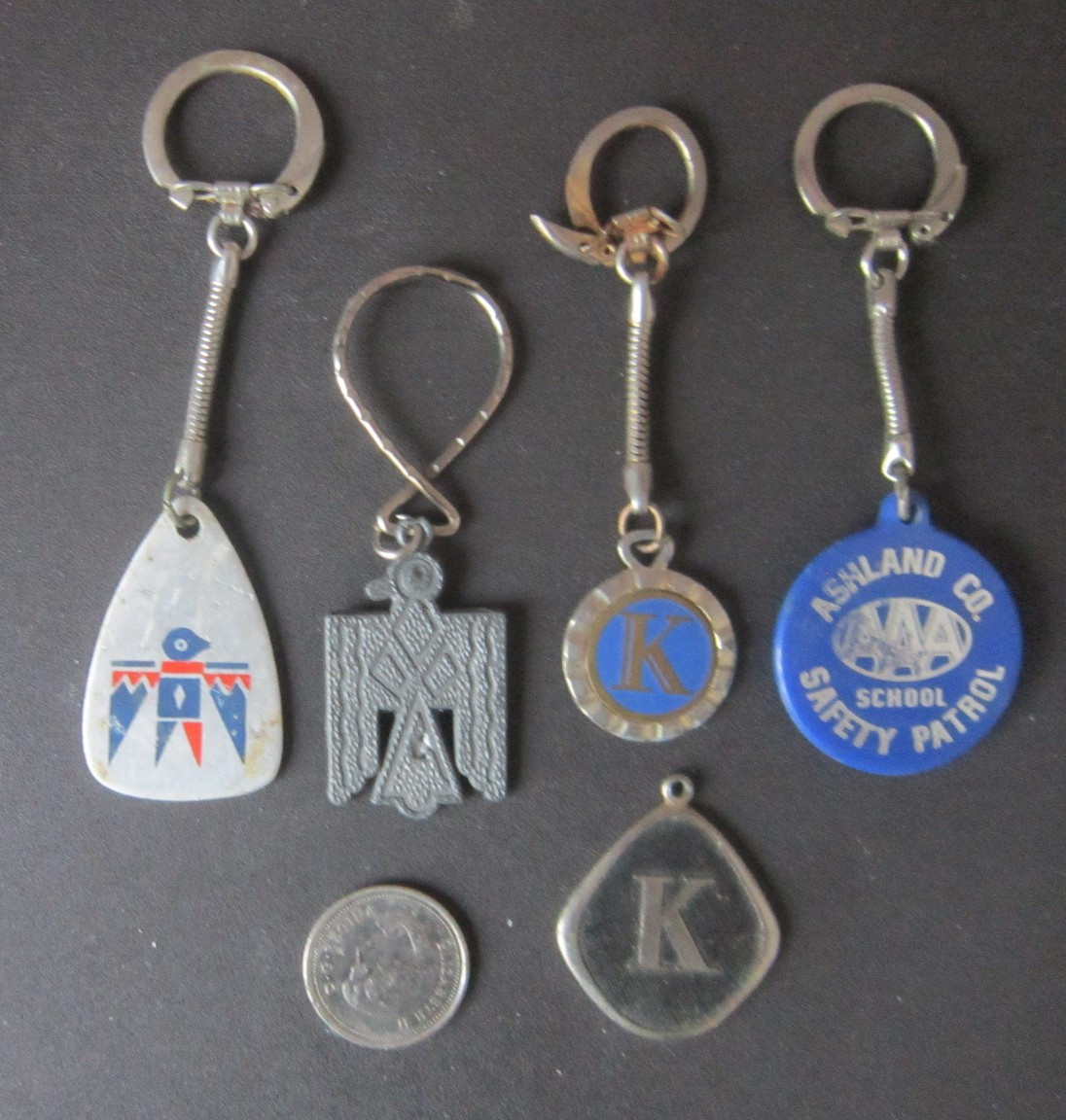 lot (6) Vintage 1960s 1970s KEYCHAINS Phoenix Thunderbird Eagle Snake ...