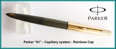 PARKER 61 Fountain Pen GREY 14k GF RAINBOW CAP 14K MEDIUM NIB