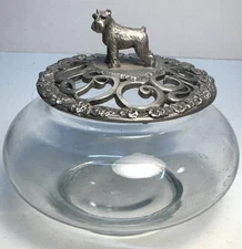 Vintage 1989 Radcliffe Pewter Schnauzer Dog Potpourri Jar