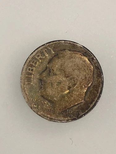 1949 D Roosevelt Dime Fine Condition. Toned