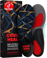 New) Work Orthotic Insoles - Anti Fatigue Medium Arch Support Shoe Insert Men Wo