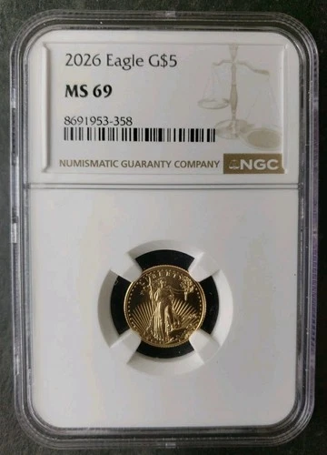 2026 $5 1/10oz Gold American Eagle NGC MS69