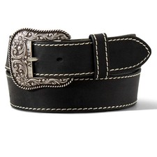 A1523401 Ariat Women's Heavy Stitched Edge Leather Belt - Black NEW