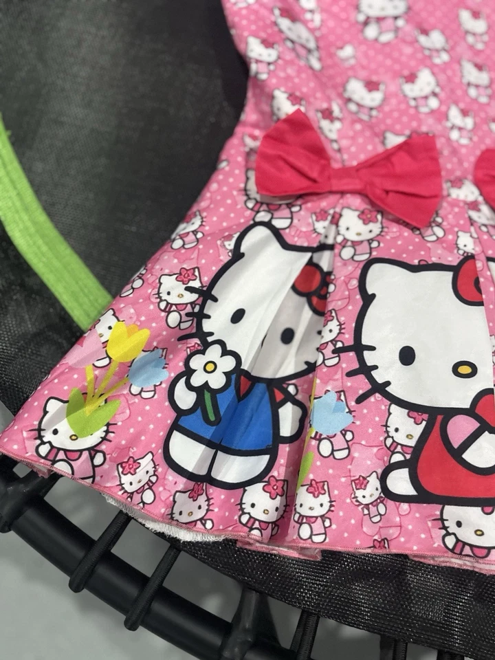 Vestido hecho a mano a lunares con lazos de Hello Kitty para niñas talla mediana Foto 4 de 4
