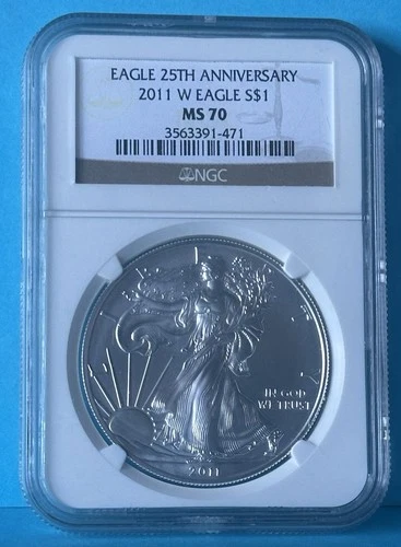 2011-W American Silver Eagle - NGC MS70 25th Anniversary - FREE shipping