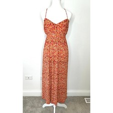 MNG by Mango Floral Strappy Maxi Dress Sz S/4 Resort Coastal Euro Summer Garden