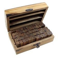 70pcs Wooden Box Number Alphabet Rubber Stamp Set - Multipurpose New