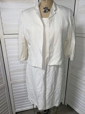 Donna Morgan 2 Piece Dress Suit Cream Lined Women’s Size 12 Pencil Dress Blazer