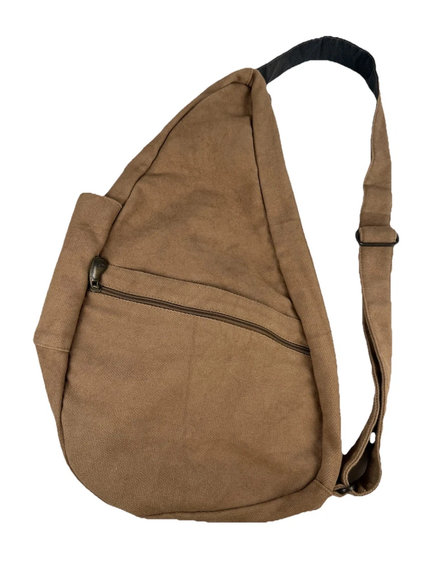 Ameribag Healthy Back Sling Bag Microfiber Distressed Taupe Multi Pocket 18\