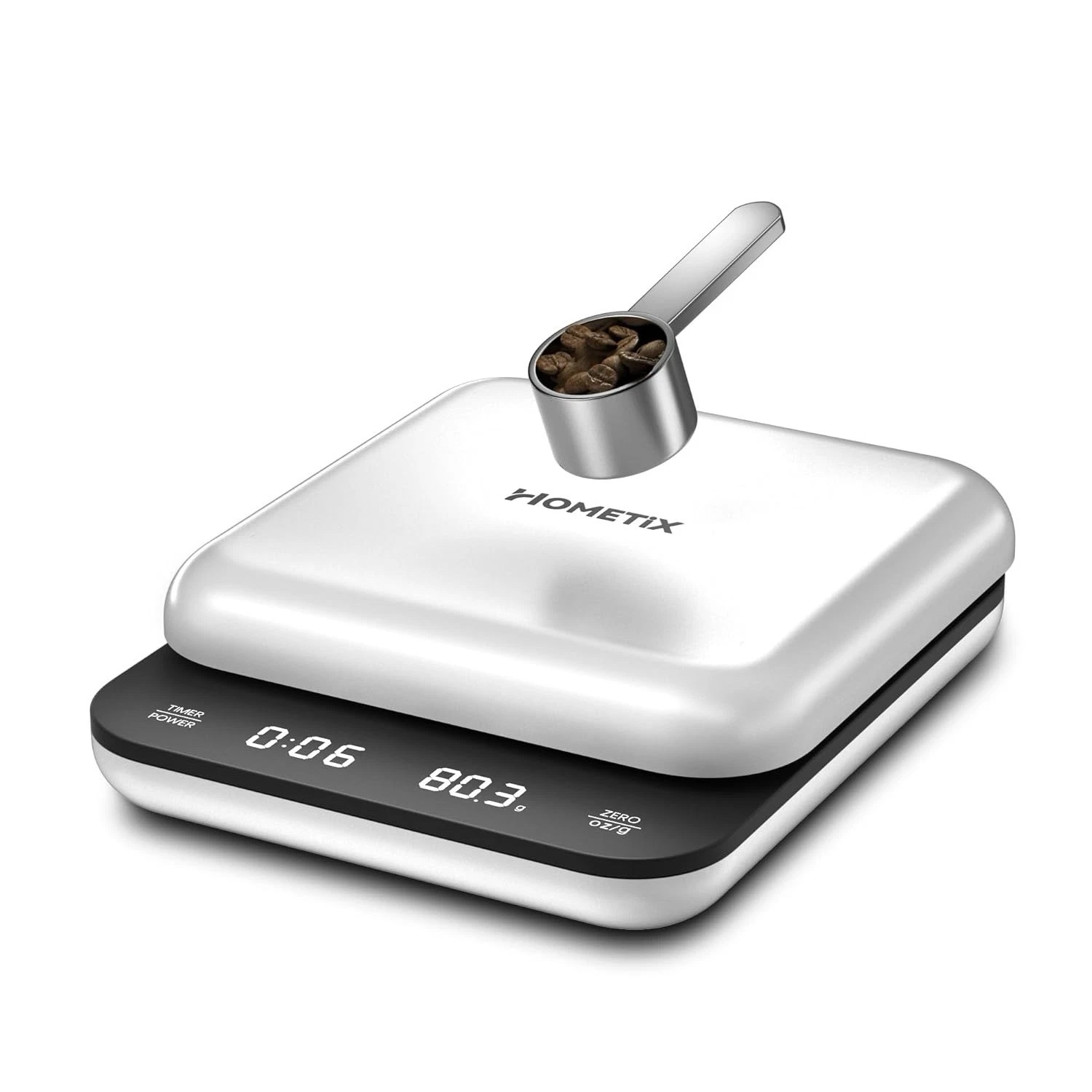 0.1g Coffee Scale w/ Timer & App, 3kg Digital Rechargeable Barista Scale, White