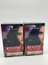 2 pack Schwarzkopf Keratin Color Permanent Hair Color Cream, 3.11 Deep Dark Blue
