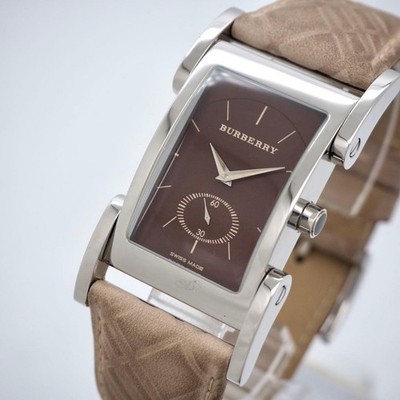 Burberry BU1104 Brown Dial Nova Check Quartz Mens Watch Tested Rare