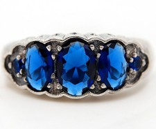 3CT Treated Blue Sapphire 925 Solid Sterling Silver Art Deco Ring Sz 6,7,8 US3