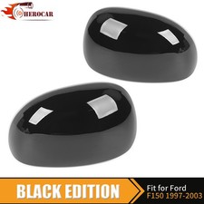  For 97-03 Ford F150 Black Mirror Covers For Power Mirrors Wo Signal Exterior