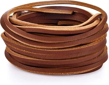 Flat Genuine Leather Cord - Natural Leather Lacing - Strip Cord Braiding