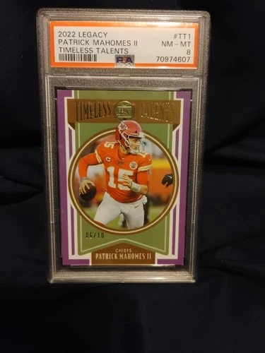 2022 Panini Legacy - Timeless Talents Patrick Mahomes II #TT-1 Purple /10 PSA 8