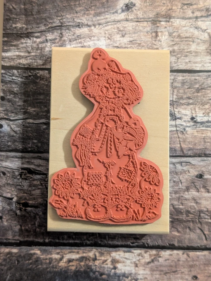 Sello Espantapájaros 1995 De Colección - Sello Affair Montado en Madera - Otoño Halloween Girasoles Foto 2 de 4