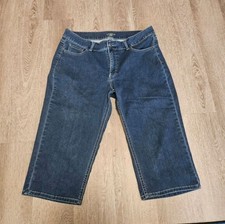 Riders By Lee Demin Capris Dark Wash Mid Rise Jean Summer Bermuda Women 16