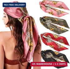 AWAYTR 35" Large Silk Hair Scarf for Women - 4Pcs Satin Head Scarf Square Hair B