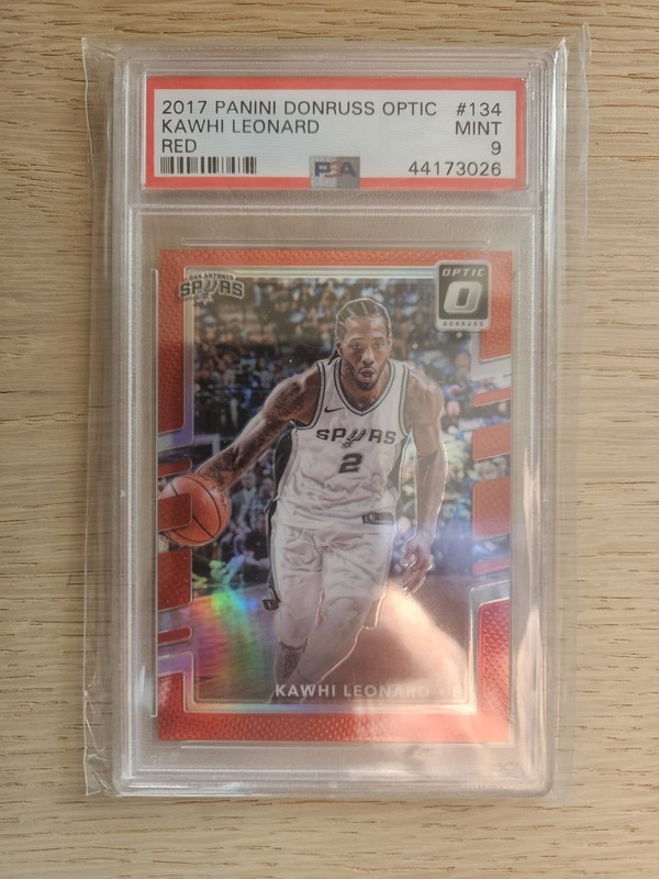 2017 Optic #134 KAWHI LEONARD RED # TO 99 PSA 9