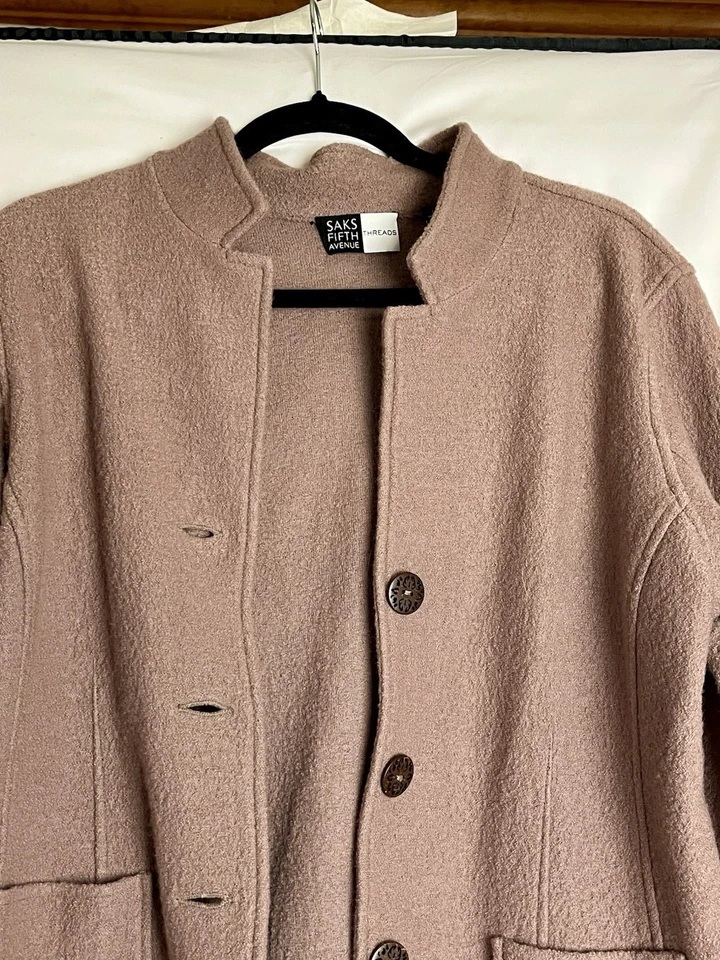 Женский блейзер Saks Fifth Avenue Threads размер L серо-коричневый 100% шерсть - Изображение 3 из 4