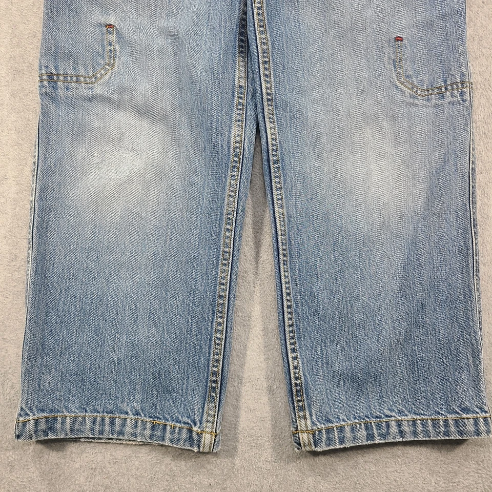 Vtg Old Navy 94 Cargo Denim Jean Youth 8 23x22 Blue Wide Leg Baggy Grunge Skater - Image 4 of 4