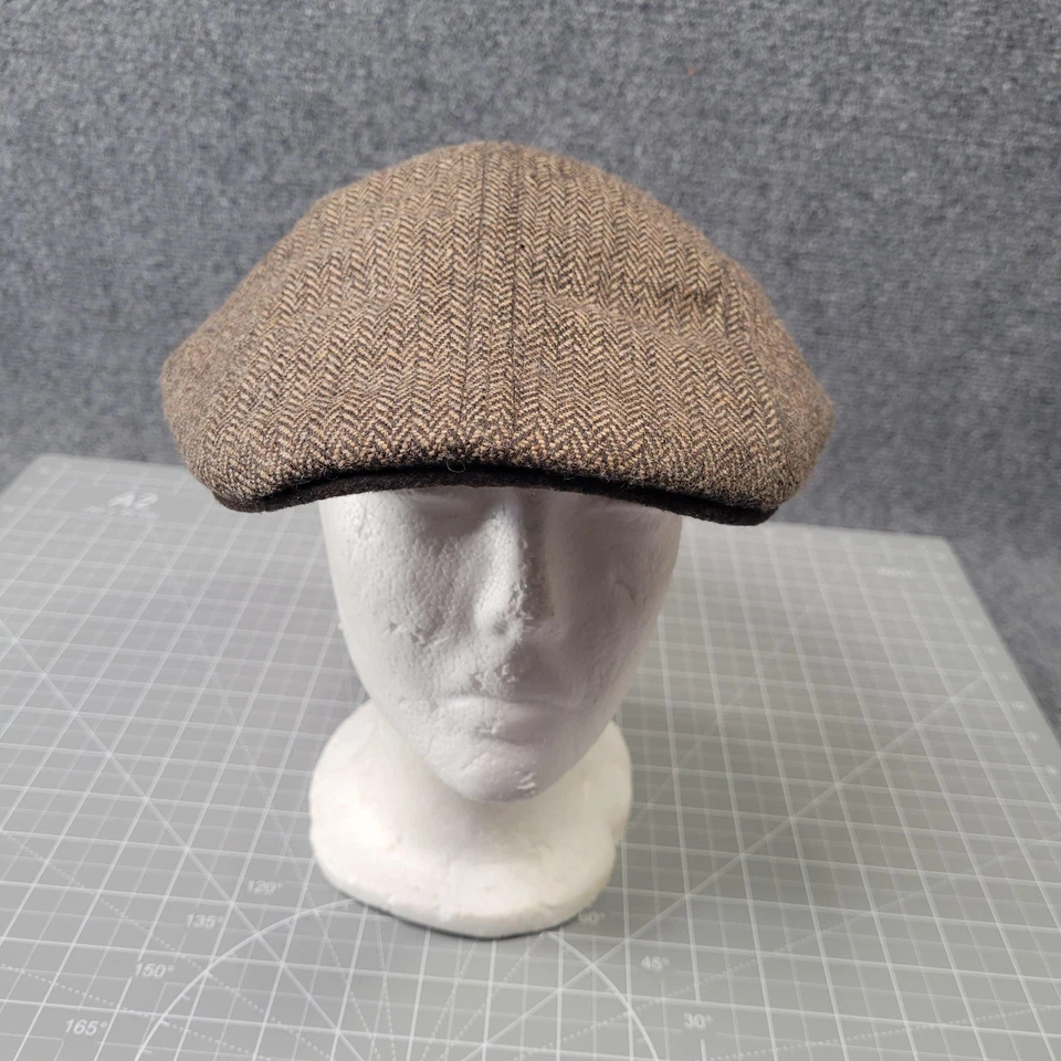 Gorra Stetson Cabbie Para Hombres Grande Marrón Espiga Tweed Lana Hiedra Sombrero Plano Foto 2 de 4