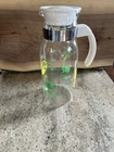 Vintage Pyrex Glass Lemon Lime Pitcher Carafe 1 Quart Welcome Degustation