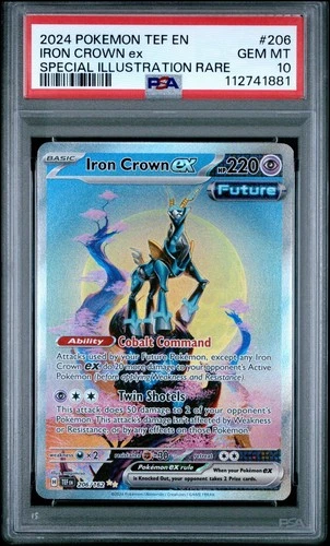 2024 POKEMON TEMPORAL FORCES #206 IRON CROWN EX SPECIAL ILLUSTRATION RARE PSA 10