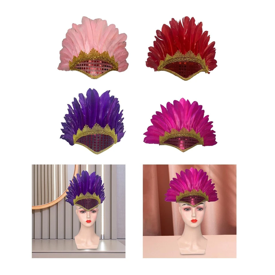 Feather Headdress Children Costume Accessories Fashion American Chief Indian - Image 1 of 1