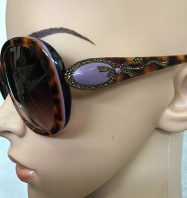 Judith Lieber Sunglasses Brown Tortoiseshell Crystal  display picture 1